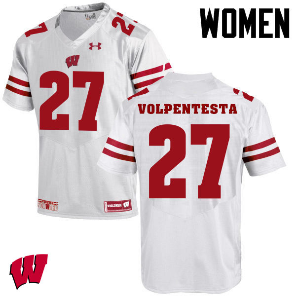 Wisconsin Badgers Women's #20 Cristian Volpentesta NCAA Under Armour Authentic White College Stitched Football Jersey BA40O43ND